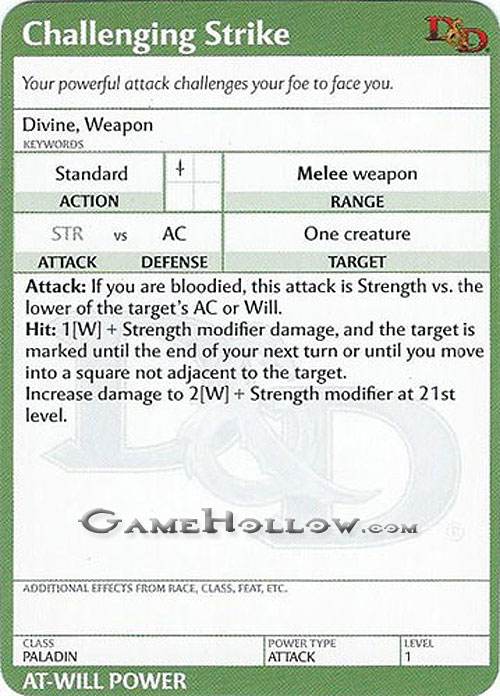 D&D Miniatures PHB Heroes Series 1 P02 Challenging Strike (Paladin)