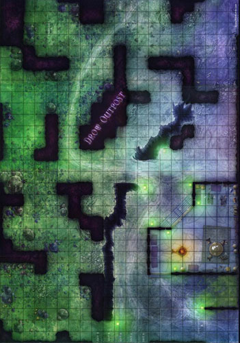 D&D Miniatures Maps, Tiles, Overlays, Campaigns Map Drow Outpost (Dragon Magazine 337)