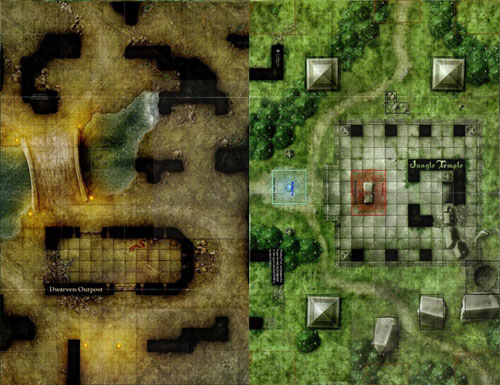 D&D Miniatures Maps, Tiles, Overlays, Campaigns Map Dwarven Outpost / Jungle Temple
