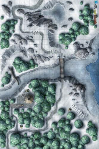 D&D Miniatures Maps, Tiles, Overlays, Campaigns Map Frozen Wilderness Vinyl Mat