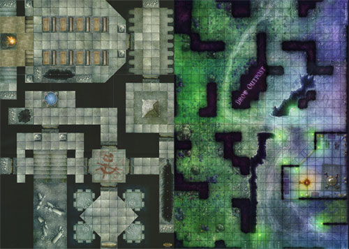 D&D Miniatures Maps, Tiles, Overlays, Campaigns Map Drow Outpost / Game Day Promo