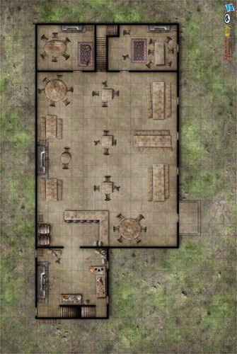 D&D Miniatures Maps, Tiles, Overlays, Campaigns Map Inn of Welcome Wench Vinyl Mat