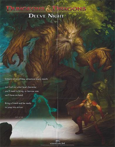 D&D Miniatures Maps, Tiles, Overlays, Campaigns Poster Game Day Promo: Delve Night Treant