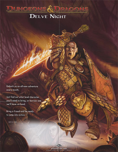 D&D Miniatures Maps, Tiles, Overlays, Campaigns Poster Game Day Promo: Delve Night Warforged