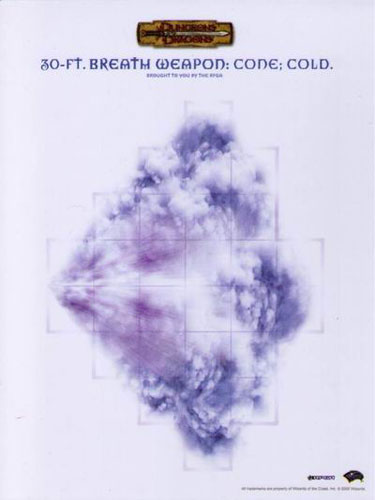 D&D Miniatures Maps, Tiles, Overlays, Campaigns Overlay 30-Ft Breath Weapon Cone: Cold