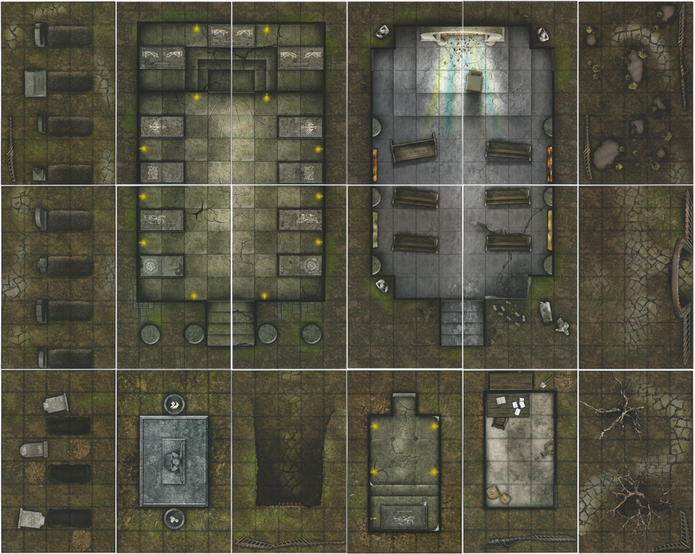 D&D Miniatures Maps, Tiles, Overlays, Campaigns Tiles Graveyard 18 Tile Set