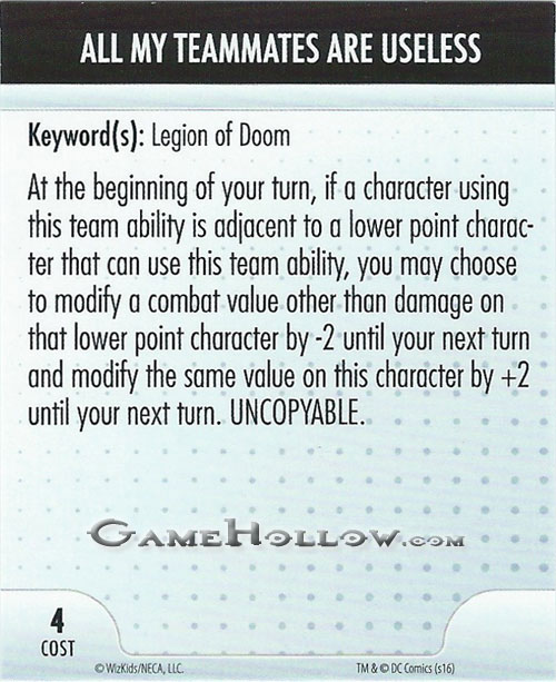 Heroclix Convention Exclusive Promos ATA Card All My Teammates Are Useless Heroclix Convention Exclusive Promos ATA Card All My Teammates Are Useless