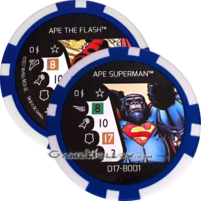 Heroclix Convention Exclusive Promos Token DC Ape Superman / Flash SR Chase, D17-B001 B002 Heroclix Convention Exclusive Promos Token DC Ape Superman / Flash SR Chase, D17-B001 B002