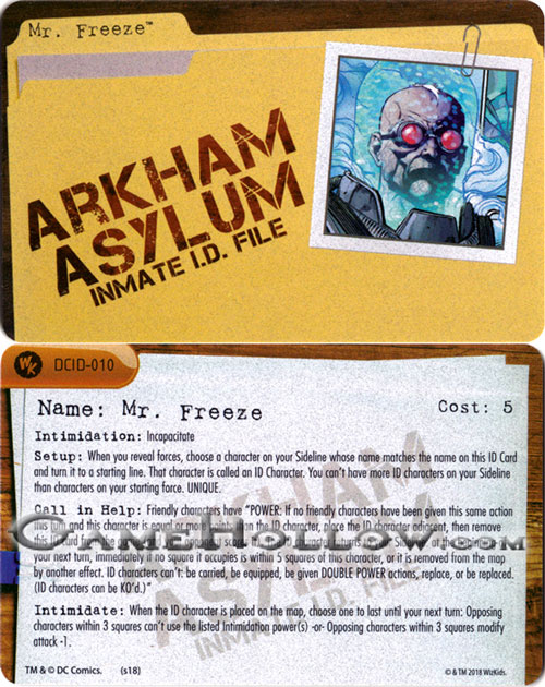Heroclix Convention Exclusive Promos ID Card Mr Freeze SR Chase, DCID-010 Heroclix Convention Exclusive Promos ID Card Mr Freeze SR Chase, DCID-010