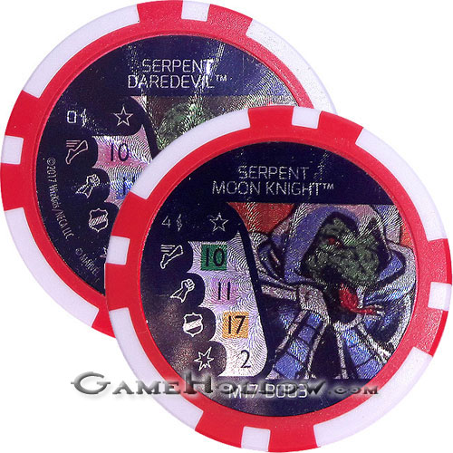 Heroclix Convention Exclusive Promos Token Marvel Serpent Moon Knight / Daredevil SR Chase, M17-B003 B004 Heroclix Convention Exclusive Promos Token Marvel Serpent Moon Knight / Daredevil SR Chase, M17-B003 B004