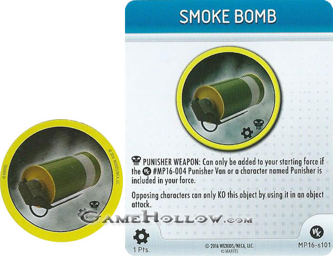 Heroclix Convention Exclusive Promos  Punisher token Smoke Bomb SR Chase, MP16-S101 weapon