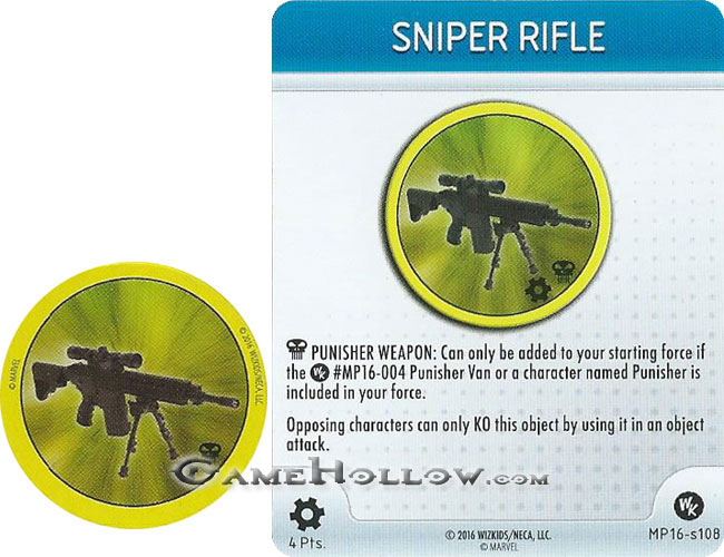 Heroclix Convention Exclusive Promos  Punisher token Sniper Rifle SR Chase, MP16-S108 weapon