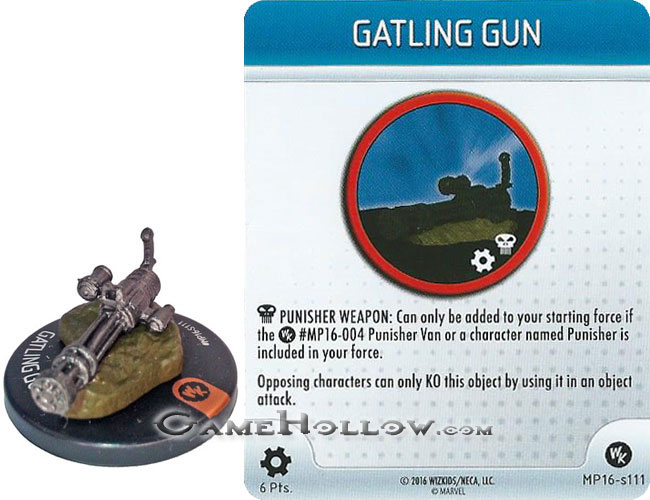 Heroclix Convention Exclusive Promos  Punisher weapon Gatling Gun SR Chase, MP16-S111