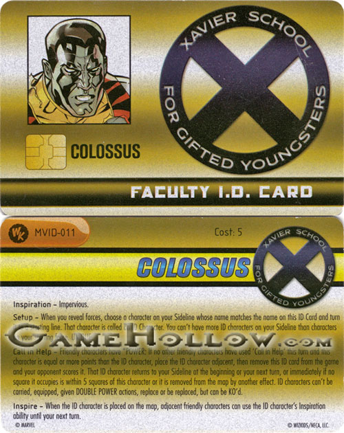 Heroclix Convention Exclusive Promos ID Card Colossus SR Chase, MVID-011 Heroclix Convention Exclusive Promos ID Card Colossus SR Chase, MVID-011