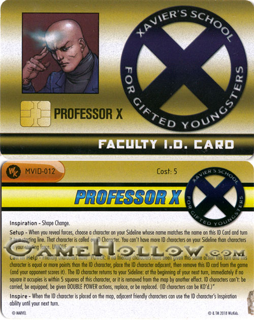 Heroclix Convention Exclusive Promos ID Card Professor X SR Chase, MVID-012 Heroclix Convention Exclusive Promos ID Card Professor X SR Chase, MVID-012