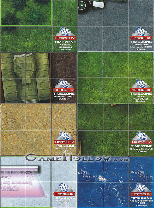 Heroclix DC Crisis Map Time Zone: Complete Set of 8 Maps (Uncut) (Crisis)