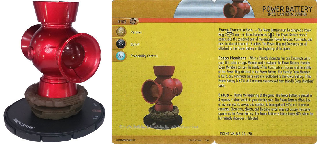 Heroclix DC War of Light OP R102 Power Battery Red Lantern Corps 3D HUGE Resource Only