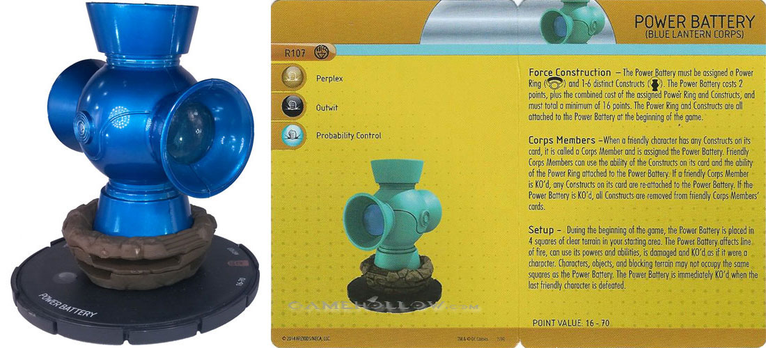 Heroclix DC War of Light OP R107 Power Battery Blue Lantern Corps 3D HUGE Resource Only