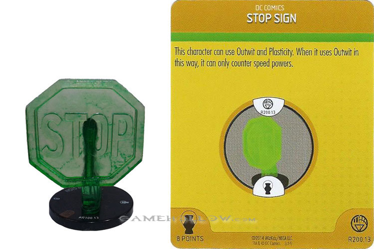 Heroclix DC War of Light OP R200.13 Construct Green Stop Sign 3D Relic SR