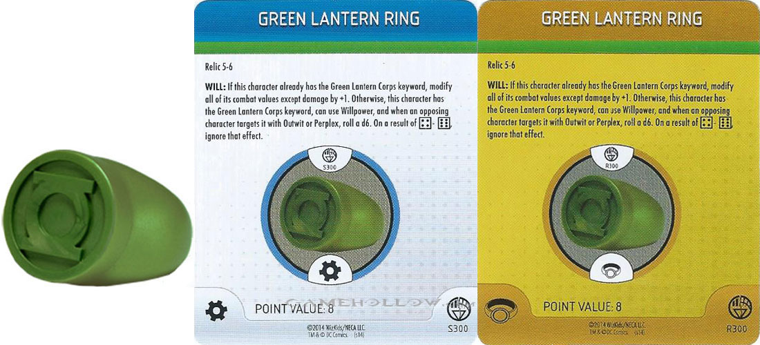 Heroclix DC War of Light OP S300 R300 Ring Green Lantern 3D Relic