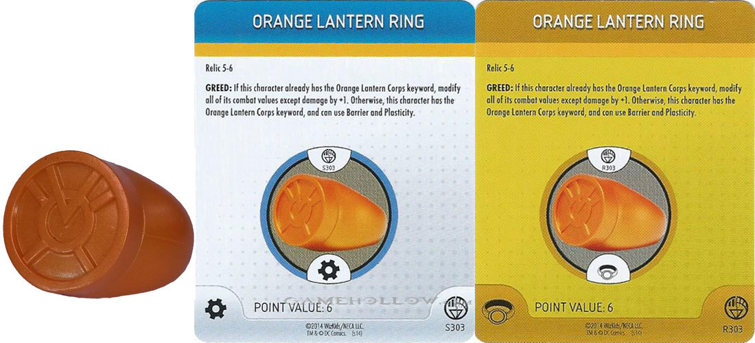 Heroclix DC War of Light OP S303 R303 Ring Orange Lantern 3D Relic LE