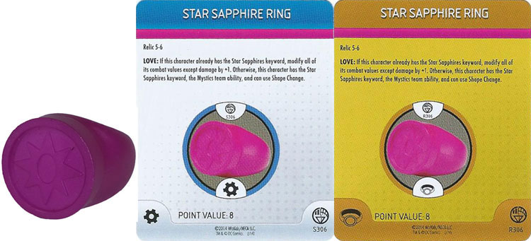 Heroclix DC War of Light OP S306 R306 Ring Star Sapphire 3D Relic LE