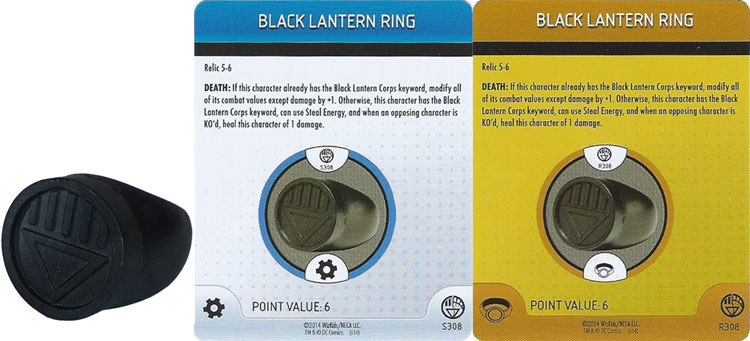 Heroclix DC War of Light OP S308 R308 Ring Black Lantern 3D Relic LE