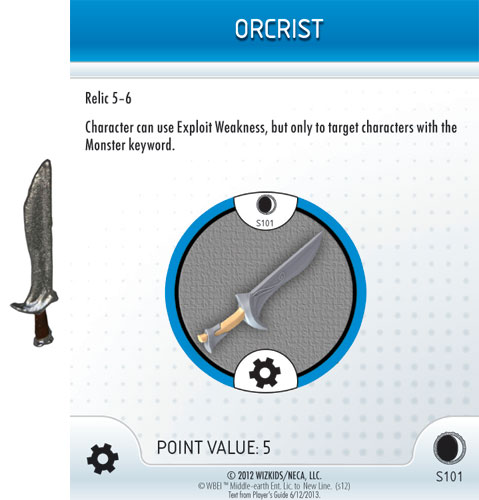 Heroclix Lord of the Rings Hobbit S101 Orcrist 3D Object LE (Sword)