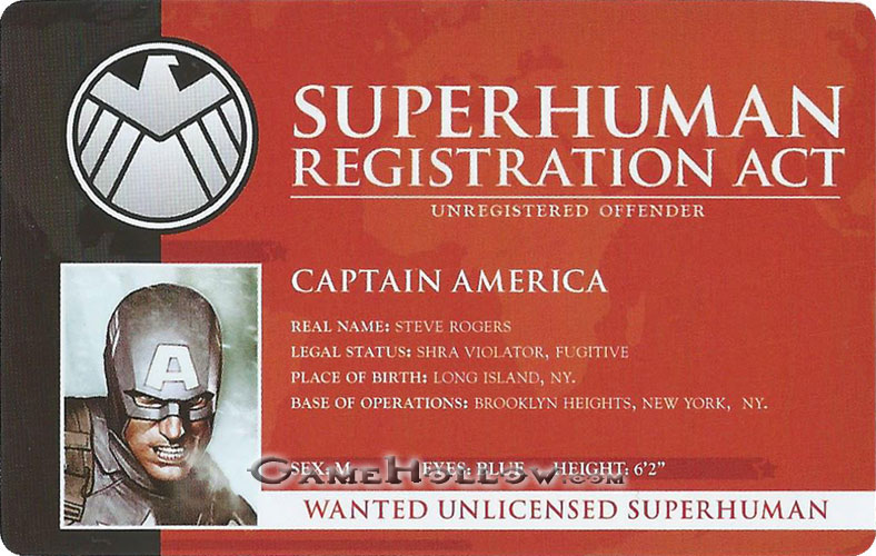 Heroclix Marvel Civil War OP Bounty Card Captain America