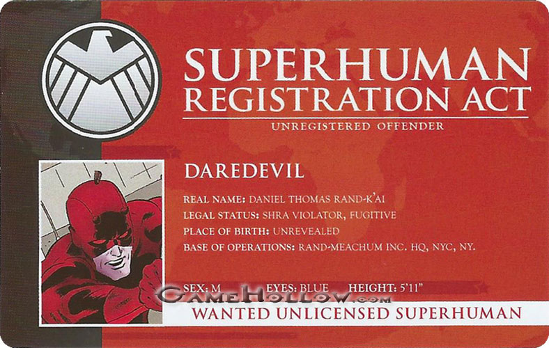 Heroclix Marvel Civil War OP Bounty Card Daredevil