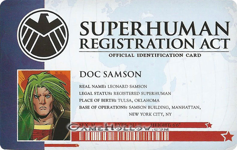Heroclix Marvel Civil War OP Bounty Card Doc Samson