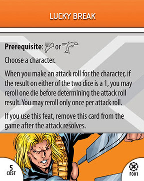 Heroclix Marvel Danger Room F001 Lucky Break (feat card)