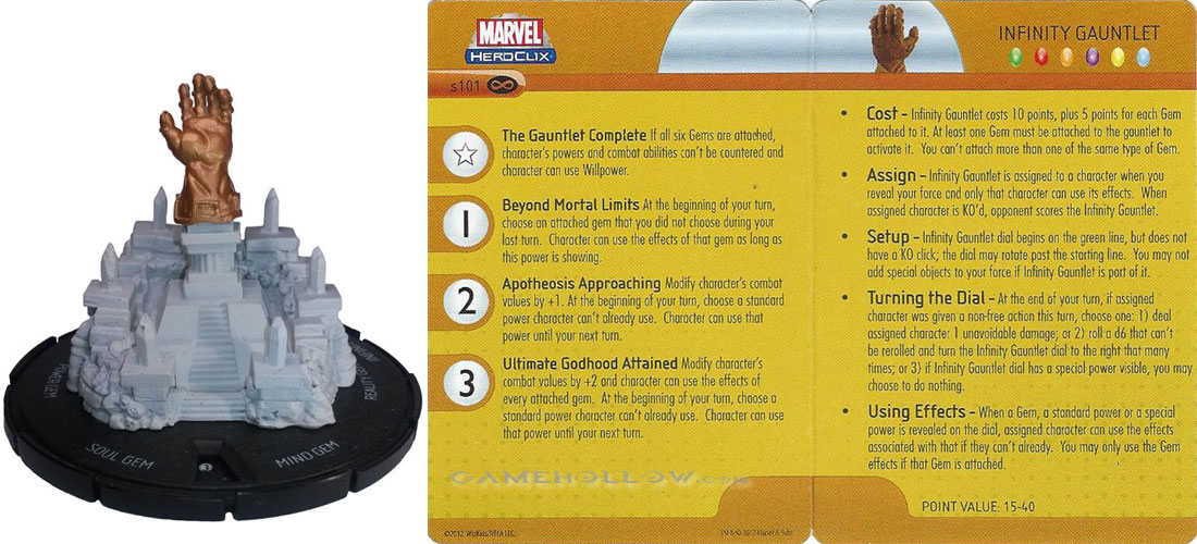 Heroclix Marvel Infinity Gauntlet S101 R101 Infinity Gauntlet Resource Dial LE