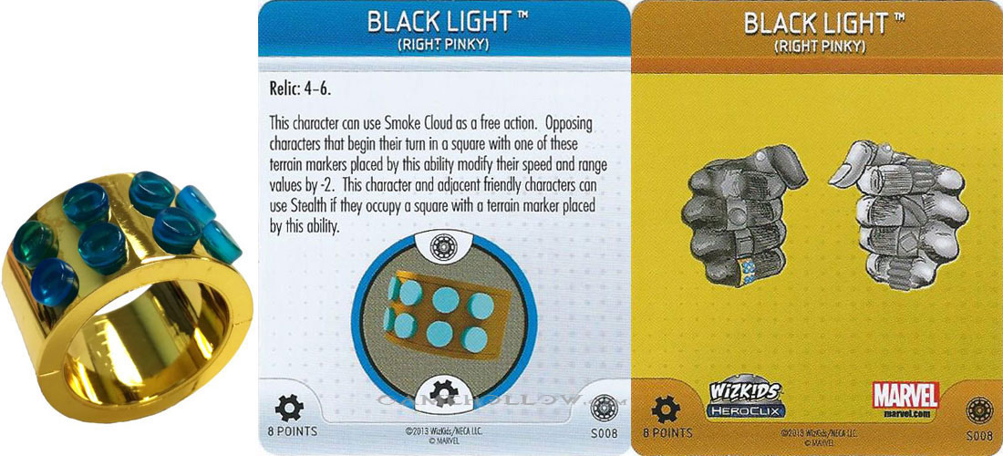 Heroclix Marvel Invincible Iron Man S008 R008 Ring Black Light 3D Object SR