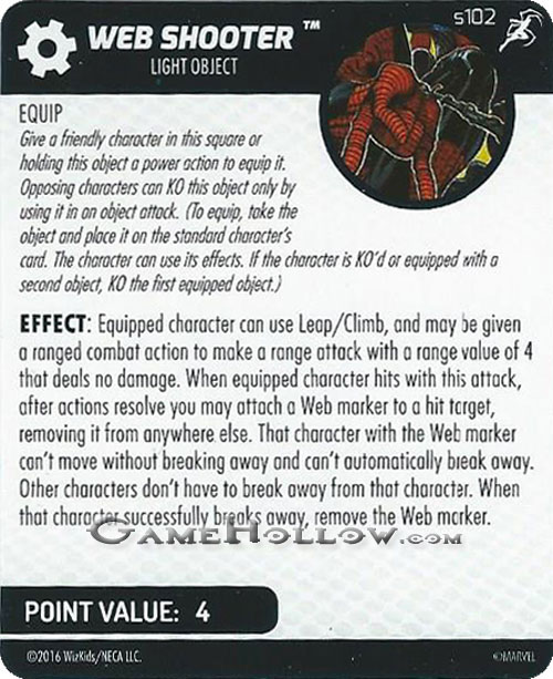 Heroclix Marvel Superior Foes Spider-Man  S102 Web Shooter Card (Fast Forces)