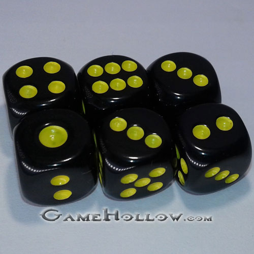 Heroclix Maps, Tokens, Objects, Online Codes Dice Set Black Yellow Small (6 Dice)