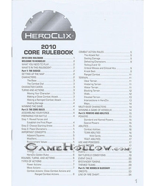 Heroclix Maps, Tokens, Objects, Online Codes Starter Set 2010 Core Rulebook