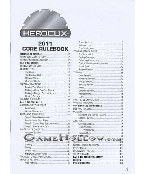 Heroclix Maps, Tokens, Objects, Online Codes Starter Set 2011 Core Rulebook