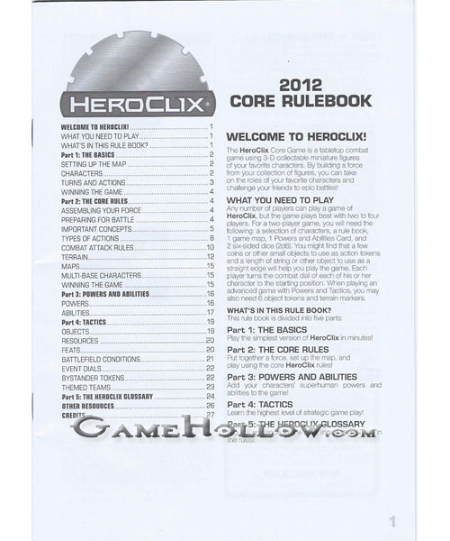 Heroclix Maps, Tokens, Objects, Online Codes Starter Set 2012 Core Rulebook