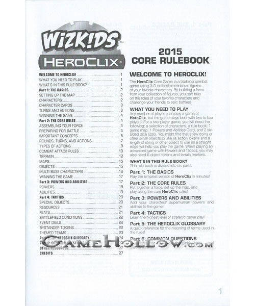 Heroclix Maps, Tokens, Objects, Online Codes Starter Set 2015 Core Rulebook