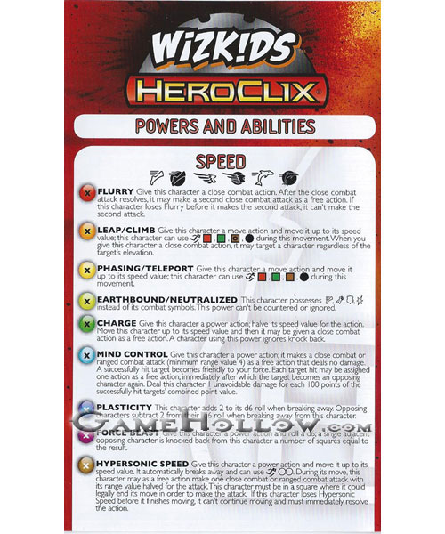 Heroclix Maps, Tokens, Objects, Online Codes Starter Set 2012 Powers and Abilities Card