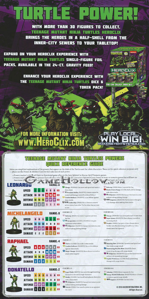 Heroclix Maps, Tokens, Objects, Online Codes Starter Set Teenage Mutant Ninja Turtles Scenario Rulebook