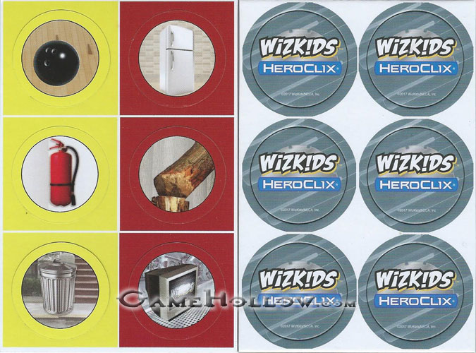 Tokens Objects - Wrecking Ball Refrigerator Extinguisher Trash Can TV Tree (6 tokens)