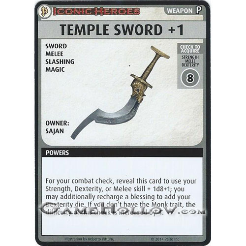 Pathfinder Miniatures Iconic Heroes Set 1 ACG Card Temple Sword (Sajan)