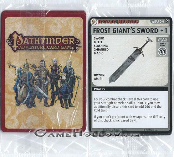 Pathfinder Miniatures Iconic Heroes Set 2 ACG Card Pack Set of 6 (Frost Giant's Sword showing)