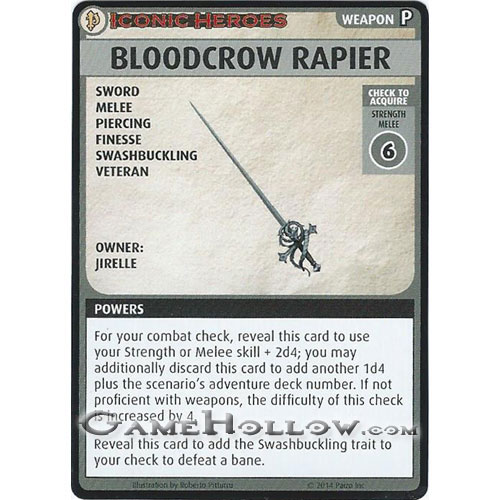Pathfinder Miniatures Iconic Heroes Set 4 ACG Card Bloodcrow Rapier (Jirelle)