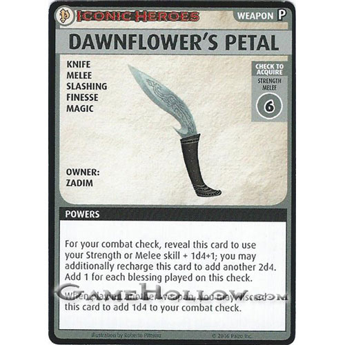 Pathfinder Miniatures Iconic Heroes Set 5 AGC Card Dawnflower's Petal (Zadim)