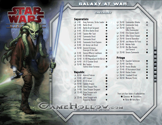 Star Wars Miniatures Maps, Tiles & Missions Checklist Galaxy at War