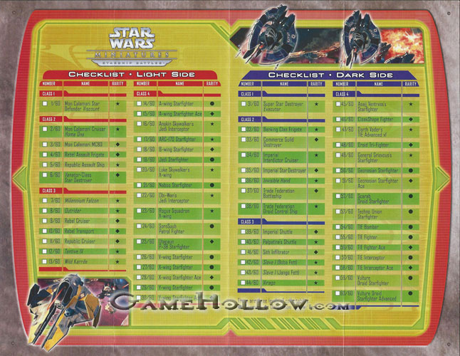 Star Wars Miniatures Maps, Tiles & Missions Checklist Starship Battles and Rules